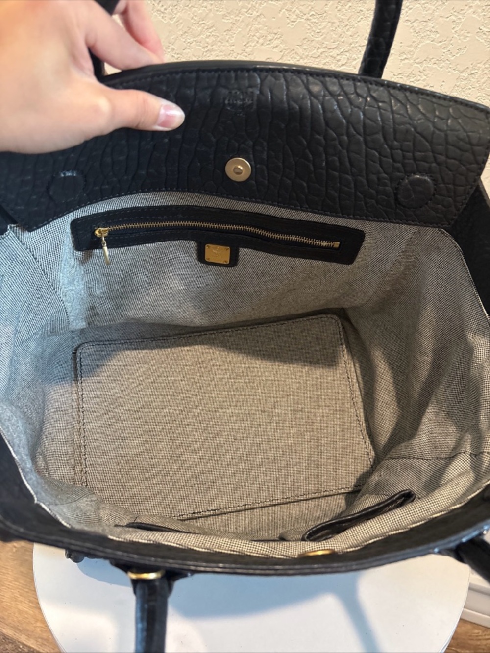 MCM Textured Black Leather Structured Tote - Picture 2 of 15